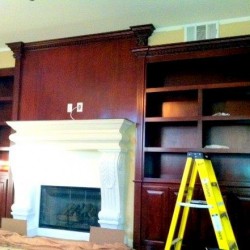 Media niche with built in wall unit installed.