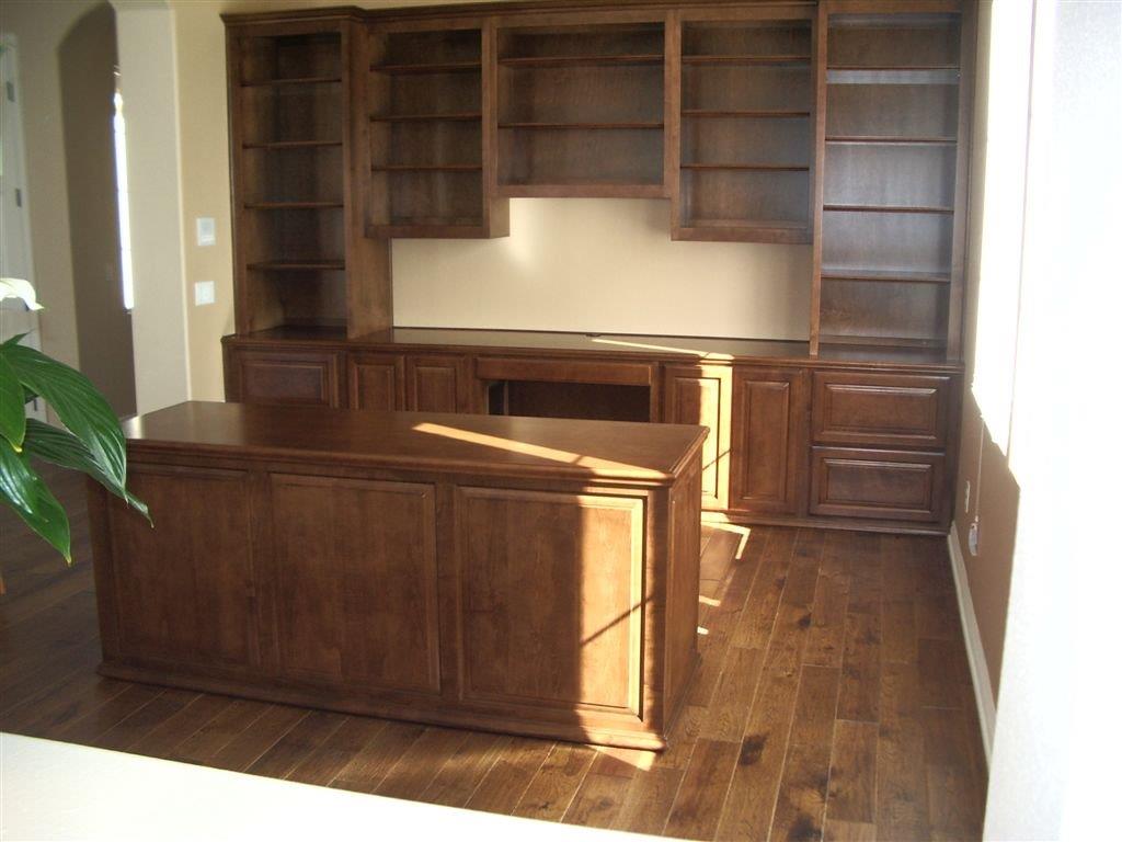 Maple built in office cabinets