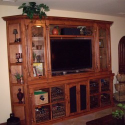 Built in wall unit with clipped corners