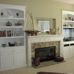 Custom built in wall unit in white lacquer