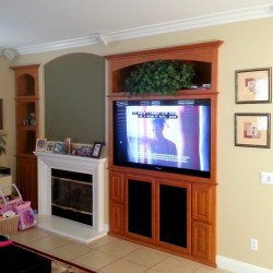 Entertainment center finished in Mocha on Maple. Escondido, CA.