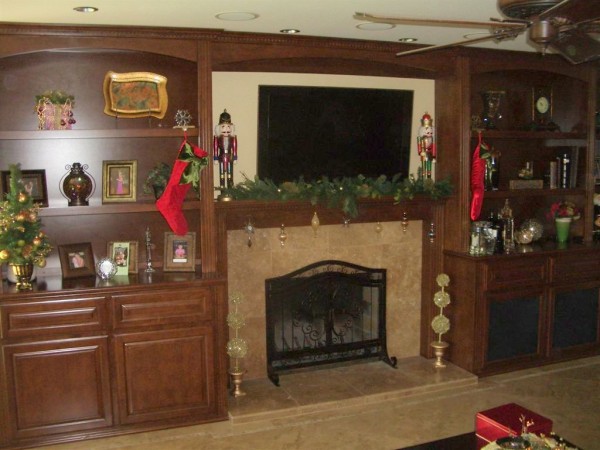 Custom entertainment center with fireplace