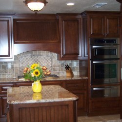 Kitchen cabinets with beadboard detail