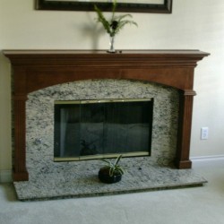 Built in wood fireplace mantel