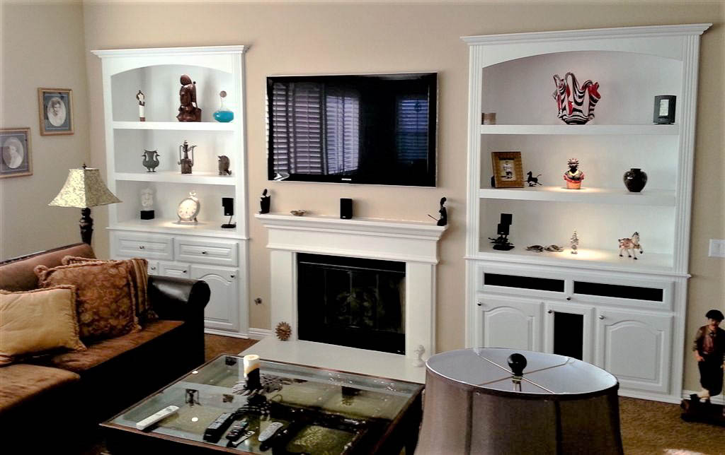 Custom Entertainment Centers And Built, Family Room Cabinets Around Fireplace