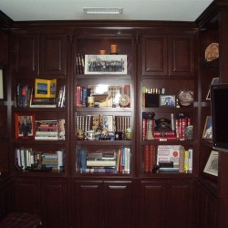 Floor to ceiling built in bookshelves are the perfect home office solution for this So Cal customer.