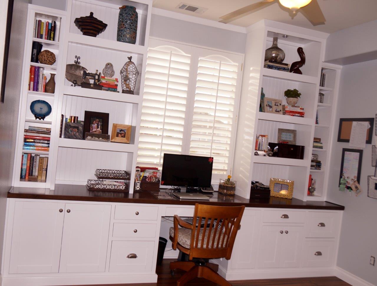 Custom home office cabinets and built in desks