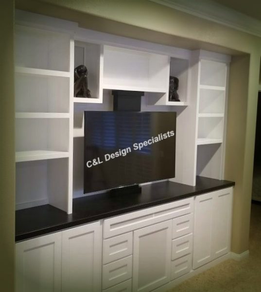 cabinets in wall alcove